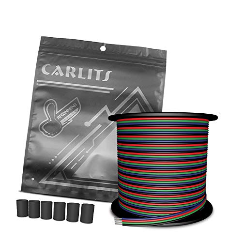 CARLITS 30M 22 AWG 4 Farben RGB Verlängerungs Kabel Draht Leitung, 12/24V DC 4x0.3mm² 100ft LED Leuchten Streifen Kabel Spule für 5050 3528 RGB LED Streifen von CARLITS