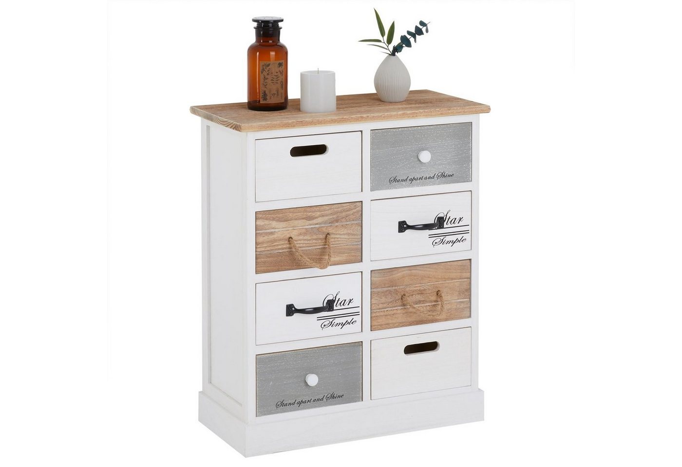 CARO-Möbel Kommode SALVA, Schubladenschrank, Flurkommode mit 8 Schubladen Holz Shabby Chic weiß CARO-Möbel Kommode SALVA, Schubladenschrank, Flurkommode mit 8 Schubladen Holz Shabby Chic weiß von CARO-Möbel