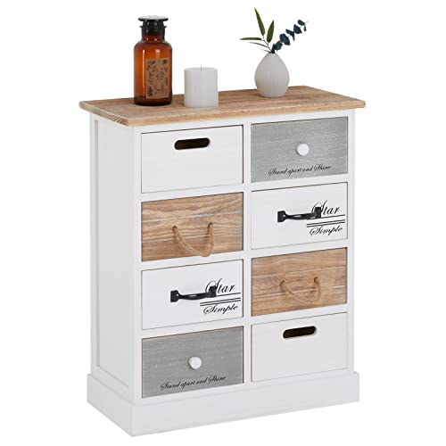 CARO-Möbel Kommode Salva im Vintage Look mit 8 unterschiedlichen Schubladen, Shabby chic Schubladenschrank, weiß lasiertes Standregal CARO-Möbel Kommode Salva im Vintage Look mit 8 unterschiedlichen Schubladen, Shabby chic Schubladenschrank, weiß lasiertes Standregal von CARO-Möbel
