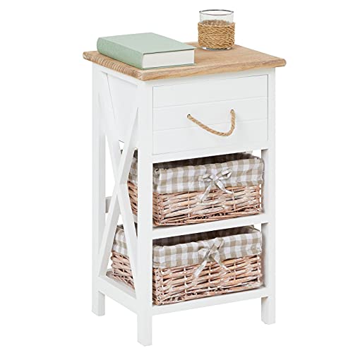 CARO-Möbel Nachttisch Nachtschrank Nachtkommode Perugia in weiß, Shabby Chic Vintage Look, mit Schublade und 2 Körben CARO-Möbel Nachttisch Nachtschrank Nachtkommode Perugia in weiß, Shabby Chic Vintage Look, mit Schublade und 2 Körben von CARO-Möbel