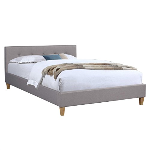 CARO-Möbel Polsterbett Adele Bett mit Stoff in grau 140x200 cm Doppelbett Jugendbett inklusive Lattenrost, Stoffbezug von CARO-Möbel