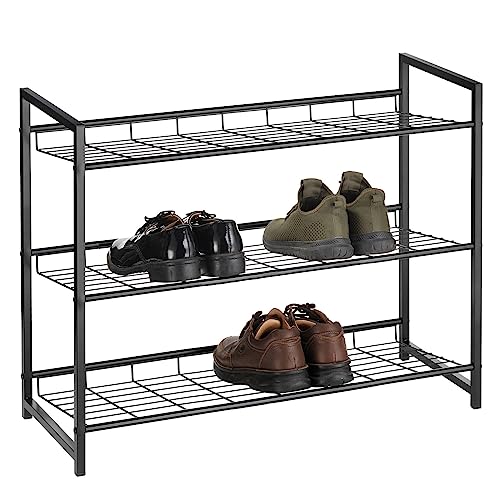 CARO-Möbel Schuhregal Ordo mit 3 Böden, praktischer Schuhständer Schuhablage aus Metall schwarz lackiert von CARO-Möbel