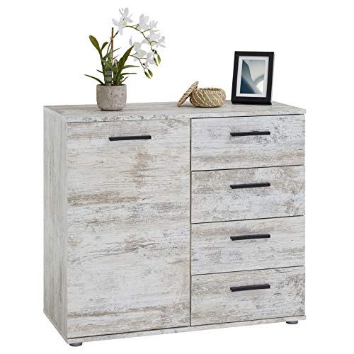 Kommode Sideboard Schrank Chicago Shabby Chic, mit Tür und 4 Schubladen, Vintage Look Highboard Kommode Sideboard Schrank Chicago Shabby Chic, mit Tür und 4 Schubladen, Vintage Look Highboard von CARO-Möbel