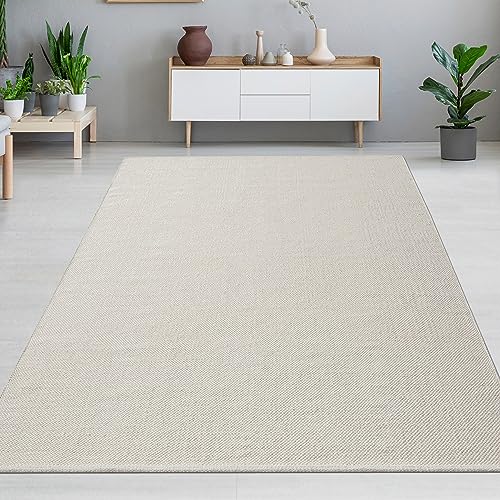 CARPETIA Teppich Wollteppich Wohnzimmer handgemacht strapazierfähig Modern Uni Creme, 250 x 350 cm von CARPETIA