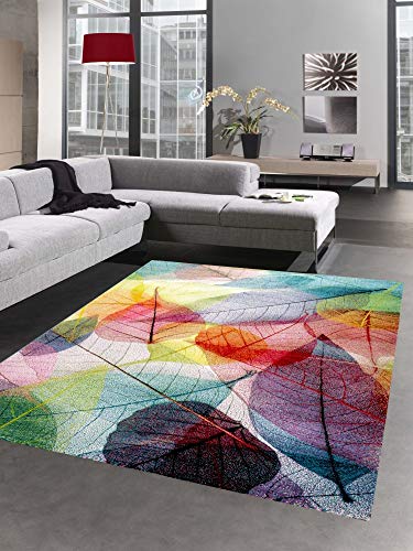 CARPETIA Teppich modern Designerteppich Blätter Laub bunt Größe 200 x 290 cm von CARPETIA