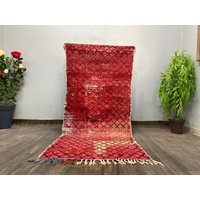 Berber Teppich Rot - Läufer Beni Ourain Vintage Kariert von CARPETSABDELHADI