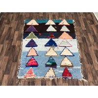 Blauer Klein Teppich Boho, Boho - Vintage Wohnzimmer Mitte Des Jahrhunderts, Berber Abstrakter von CARPETSABDELHADI