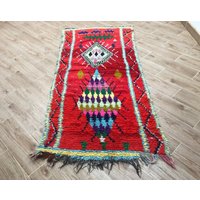 Roter Teppichläufer Azilal - Handgemachter Teppich Läufer 100x200cm Im Boho Style von CARPETSABDELHADI