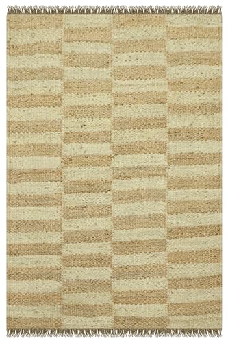 CASAVANI Handgewebter Teppich mit indischer Textur, 7,6 x 38,1 cm, Kelim-Teppich, Läufer, Teppich, handgefertigt, Boho-Teppich, geometrisches Muster, Beige-Braun, Teppich, Flachgewebe-Teppich, für von CASAVANI