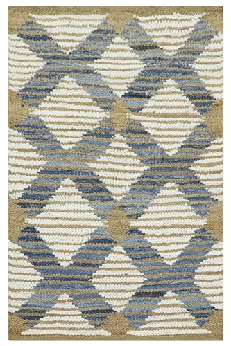 CASAVANI Kelim Teppich, 7,6 x 30,5 cm, Flachgewebe, geometrisches Muster, blau-weiß, für drinnen und draußen, handgefertigter Boho-Teppich, indische Textur, handgewebte Teppiche für Zuhause, Foyar, von CASAVANI