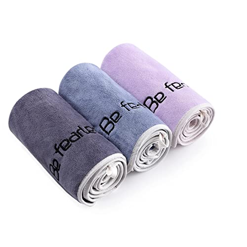 CASOFU Mikrofaser Handtuch Fitness Handtuch Set Gym Handtücher Fitnessstudio Sport Handtuch Gym 35 x 73 cm 3er Set Grau+Blau+Purple von CASOFU