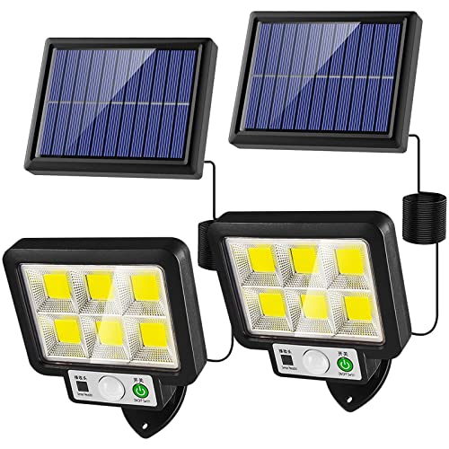 CAUORMOTE Solarleuchte für Außen, 72 COB LED Superhelle Solarleuchte Aussen mit Bewegungsmelder, IP65 Wasserdichte 180°Beleuchtungswinkel 3 Modi Solar Wandleuchte für Garten (2 Stück) von CAUORMOTE