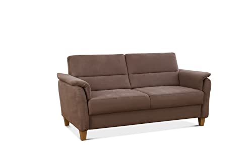 CAVADORE 3er-Sofa Palera mit Federkern / Kompakte Dreisitzer-Couch im Landhaus-Stil / passender Sessel und Hocker optional / 179 x 89 x 89 / Mikrofaser, Hellbraun von CAVADORE
