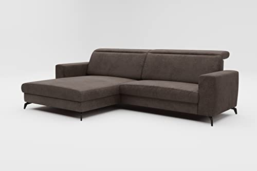 CAVADORE Ecksofa Bounce in Vintage-Leder-Optik / Eckcouch mit Longchair + mattschwarzen Metallfüßen / 290 x 88 x 178 / Mikrofaser, Dunkelgrau CAVADORE Ecksofa Bounce in Vintage-Leder-Optik / Eckcouch mit Longchair + mattschwarzen Metallfüßen / 290 x 88 x 178 / Mikrofaser, Dunkelgrau von CAVADORE