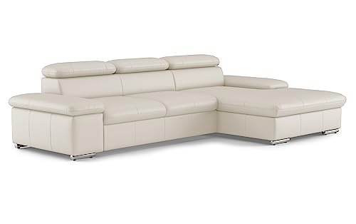 CAVADORE Leder-Ecksofa Valerie mit XL-Longchair / Eckcouch mit Kopfteilverstellung, großem Longchair + Metallfüßen / 286 x 73 x 174 / Echtleder Weiß CAVADORE Leder-Ecksofa Valerie mit XL-Longchair / Eckcouch mit Kopfteilverstellung, großem Longchair + Metallfüßen / 286 x 73 x 174 / Echtleder Weiß von CAVADORE
