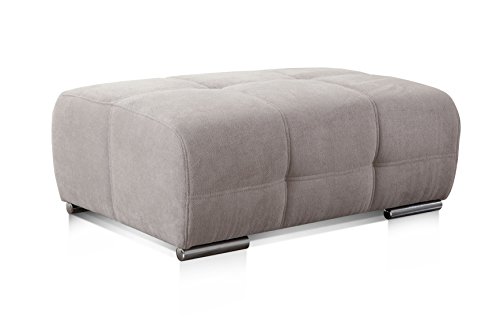 CAVADORE Polsterhocker Mistrel mit Steppung / Sofa-Hocker im modernen Design / Passend zur Polsterserie Mistrel / 109 x 42 x 73 / Kati Grau-Weiss von CAVADORE