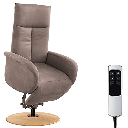 CAVADORE TV-Sessel Juba / Fernsehsessel mit Aufstehhilfe + elektrisch verstellbarer Relaxfunktion / 2 E-Motoren / 75 x 112 x 82 / Lederoptik, Hellbraun von CAVADORE