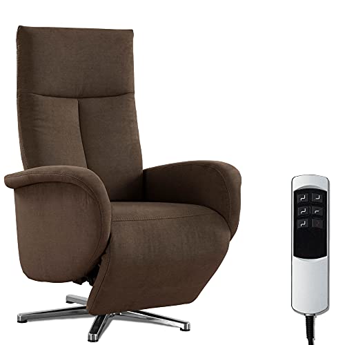 CAVADORE TV-Sessel Juba / Pflegeleichter Fernsehsessel mit elektrisch verstellbarer Relaxfunktion / 2 E-Motoren / 75 x 112 x 82 / Soft Clean Bezug, Braun von CAVADORE