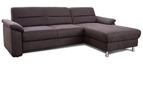 Cavadore Ecksofa Ascaro mit Longchair rechts, Boxspring-Sofa im modernen Design, 254 x 84 x 171, Lederoptik Anthrazit von CAVADORE