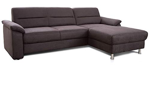 Cavadore Ecksofa Ascaro mit Longchair rechts, Boxspring-Sofa mit Bettfunktion im modernen Design, 254 x 84 x 171, Lederoptik Anthrazit von CAVADORE