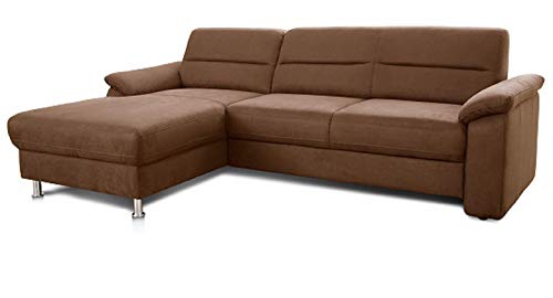 Cavadore Ecksofa Ascaro mit Longchair links / Boxspring-Sofa im modernen Design / 254 x 84 x 171 / Lederoptik Braun von CAVADORE