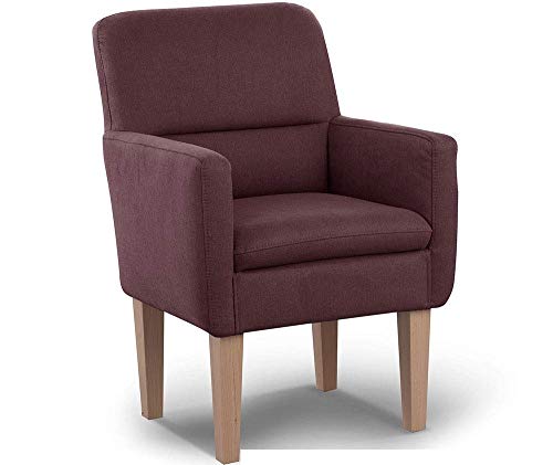 CAVADORE Diningsessel Kira / Polstersessel für Küche, Esszimmer oder Wohnküche / Passend zur Küchengarnitur Kira / Leichte Fleckenentfernung dank Soft Clean / 66 x 96 x 71 / Flachgewebe: Weinrot von CAVADORE