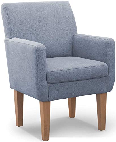 CAVADORE Diningsessel Malm / Polstersessel für Küche oder Esszimmer / Passend zur Küchengarnitur Malm / Leichte Fleckenentfernung dank Soft Clean / 66 x 96 x 71 / Flachgewebe: hellblau von CAVADORE