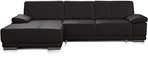 CAVADORE Eckcouch Corianne / Modernes Leder-Sofa mit verstellbaren Armlehnen und Longchair / 282 x 80 x 162 / Echtleder, braun von CAVADORE