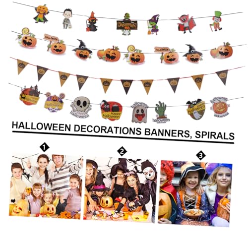 CAXUSD 4 Sets Party Flaggen Zum Aufhängen Halloween Papierbanner Halloween Girlanden Zum Aufhängen Wimpelkette Für Halloween Dekoration Für Süßes Oder Saures Wimpelkette Zum von CAXUSD