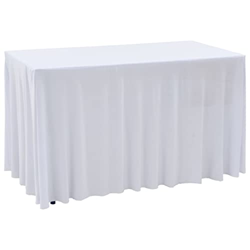 Stretch-Tischdecken mit Rock, 183 x 76 x 74 cm, Weiß, 2 Stück von CBLDF