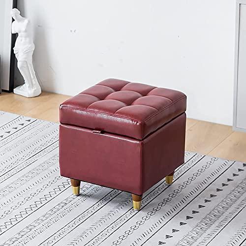 CCNGDS Moderne Sitzbank mit Stauraum für Wohnzimmer und Schlafzimmer, Sofa-Fußhocker mit hochwertigem PU-Lederbezug, rechteckige Ottomane mit Stauraum, Schuhbank, Multifunktionsbänke (rot von CCNGDS