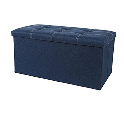 CCNGDS Zusammenklappbare Schuhbank mit umklappbarem Deckel, quadratischer Fußhocker, rechteckiger Fußhocker aus Baumwollleinen, grau, 38 x 38 x 38 cm (blau: 76 x 38 x 38 cm) von CCNGDS