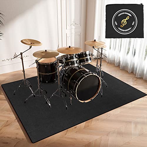 CDVR Drum Teppich Schlagzeugteppich, Schallschutz Teppichmatte, rutschfeste Schallschutzmatte, Schallschutzteppich Für Bassdrum-Snare, Schlagzeug Teppich 120cm x 80cm - Mit Spezialtasche von CDVR