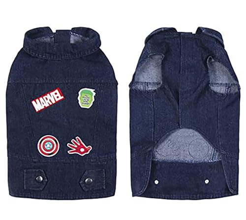 Cerdá - for Fan Pets - Denim-Hundejacke aus 65% Baumwolle und 35% Polyester mit Klettverschluss | Metallknöpfe als Verzierung Ideal für FanPets! - Offiziell Lizenziert Marvel von CERDÁ LIFE'S LITTLE MOMENTS