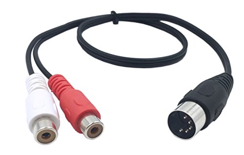 CERRXIAN 5 Pin Din MIDI Kabel, Din Din 5 Pin Stecker auf 2 Cinch Stecker Professionelles Audio Kabel für Bang & Olufsen, Naim, Quad ... Stereo Systeme (DIN MALE-0.5m) von CERRXIAN