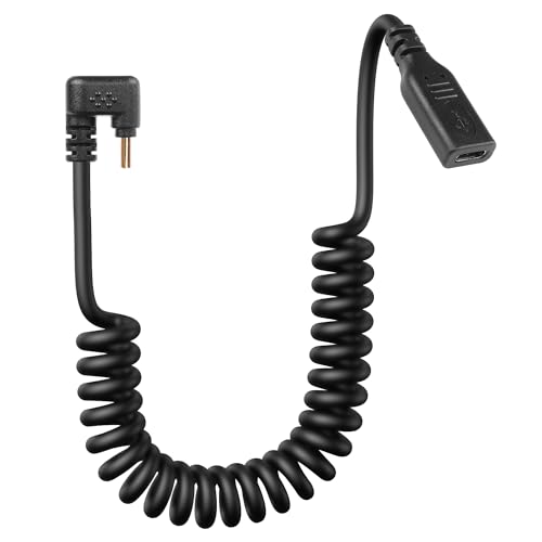 CERRXIAN Gewickeltes USB Typ C Verlängerungskabel, 90 Grad Winkel USB-C Stecker zu USB-C Buchse Feder Spirale Schnellladekabel gedehnt 3.6FT/1.1M (U) von CERRXIAN