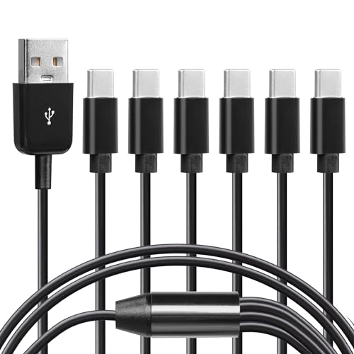 CERRXIAN USB 1-Stecker auf 6 USB-C-Splitter-Y-Kabel, Typ-C-Y-Splitter unterstützt Datenübertragung für USB-Festplatten, Tastatur und Maus – 1,65 Fuß von CERRXIAN