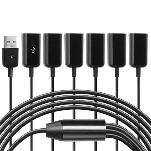 CERRXIAN USB2.0 1 Stecker auf 6 Buchsen Breakout Y-Kabel USB Y-Splitter unterstützt Datenübertragung für USB-Festplatte, Tastatur und Maus – 1,65 Fuß/50 cm von CERRXIAN