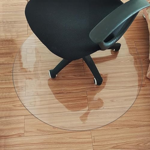 Klare Stuhlmatte für Hartholzböden, 1,5 mm Bürostuhlmatte für C, runde transparente Schutzmatte für Schreibtische, PVC-Computertisch-Stuhlmatte, Kunststoff-Schreibtisch-Bürobodenmatte, Schr von CGonqx