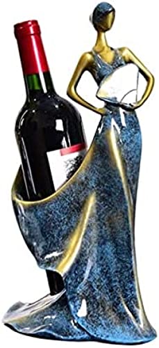 Weinflaschenhalter, weiblicher Charakter, Elegante Dame, Kunstharz, Weinregal, Dekoration für Zuhause, für einzelne große Getränkeflaschen, Blau von CGonqx