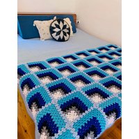 3D-Decke, Blaue Decke, Boho-strickdecke, Kinderdecke, Tagesdecke Für Kleinkinder, Gehäkelte Couchdecke, Decke Kinder von CHANDAKA