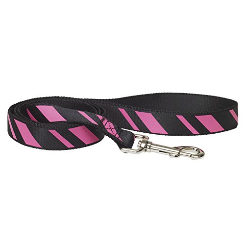 CHAPUIS SELLERIE SLA434 Hundeleine - Nylongurt seidig glänzend schwarz/rosa gestreift - Breite 25 mm - Länge 1,20 m - Größe L von CHAPUIS SELLERIE