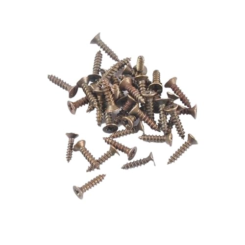 100 Stück Retro-Bronze/Silber/goldene Mini-Flachkopfschraube for die Holzbearbeitung, Zimmermannsmöbelherstellung, Box-Hardware(Bronze,2x10mm) von CHATROOM