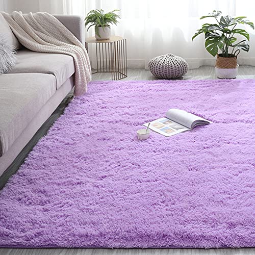 CHBIN Shaggy 80x120cm Hochflor Teppich Nachahmung Wolle Teppich Fellteppich Faux Lammfell Flauschig für Esszimmer oder und Die Küche Cafe Lounge Sofas Usw, Lila von CHBIN