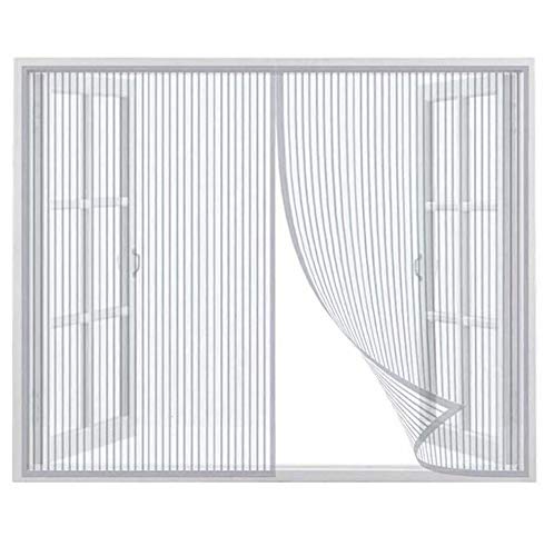 CHENG Magnetvorhang 80x130cm, Insektenschutz Tür mit Klettband Insektenschutz Mückenschutz für Fenster, Weiß von CHENG