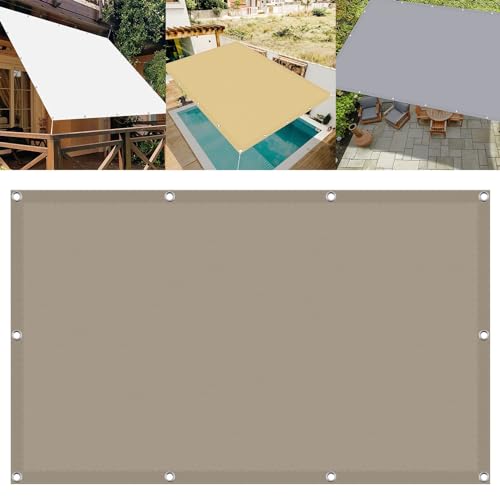 Schattentuch mit Ösen 1.6 x 1.8 m Rechteckig Markisenstoff Balkonbespannung 98% Uv-Schut Wetterschutz mit Seil für Garten Terrasse Outdoor Camping, Taupe von CHENMIAO