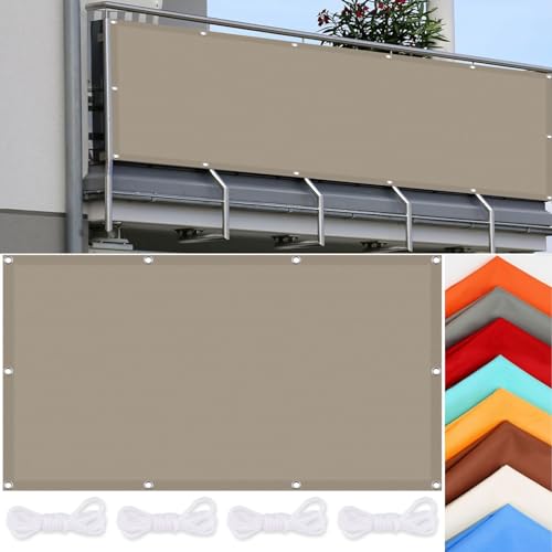 Schattiernetz mit Ösen 110 x 600 cm Wasserdicht Schattennetz Gewächshaus 98% Uv-Schut Wetterschutz mit Seil für Garten Terrasse Outdoor Camping, Taupe von CHENMIAO