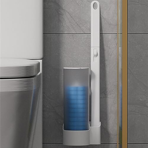 Toilettenbürste zum Einmalgebrauch, Einweg-Toilettenbürste mit Halter, Toilettenstab-Set, Einweg-Toilettenreinigungssystem, Toilettenschüsselbürste, WC-Bürsten für Badezimmerreinigung (Weiß) von CHENRI