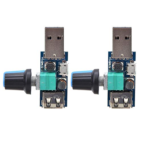 CHEOTIME USB-Lüftergeschwindigkeitsregler, 2 Stück Mini-Lüfter, Stufenloser Geschwindigkeitsregler Mit Schalter, Geschwindigkeitsmodul, DC 4–12 V Bis 2,5–8 V, 5 W von CHEOTIME