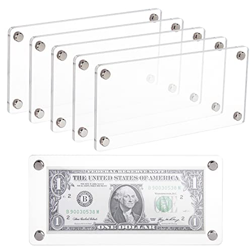 CHGCRAFT 6 stellt klare Dollar Bill Rahmen Acryl Währungsrahmen Anzeige Transparent Dollar Bill Sammlung Rahmen für reguläre Bill Währung Dollar Bill Rahmen, 190x90x2.5mm von CHGCRAFT